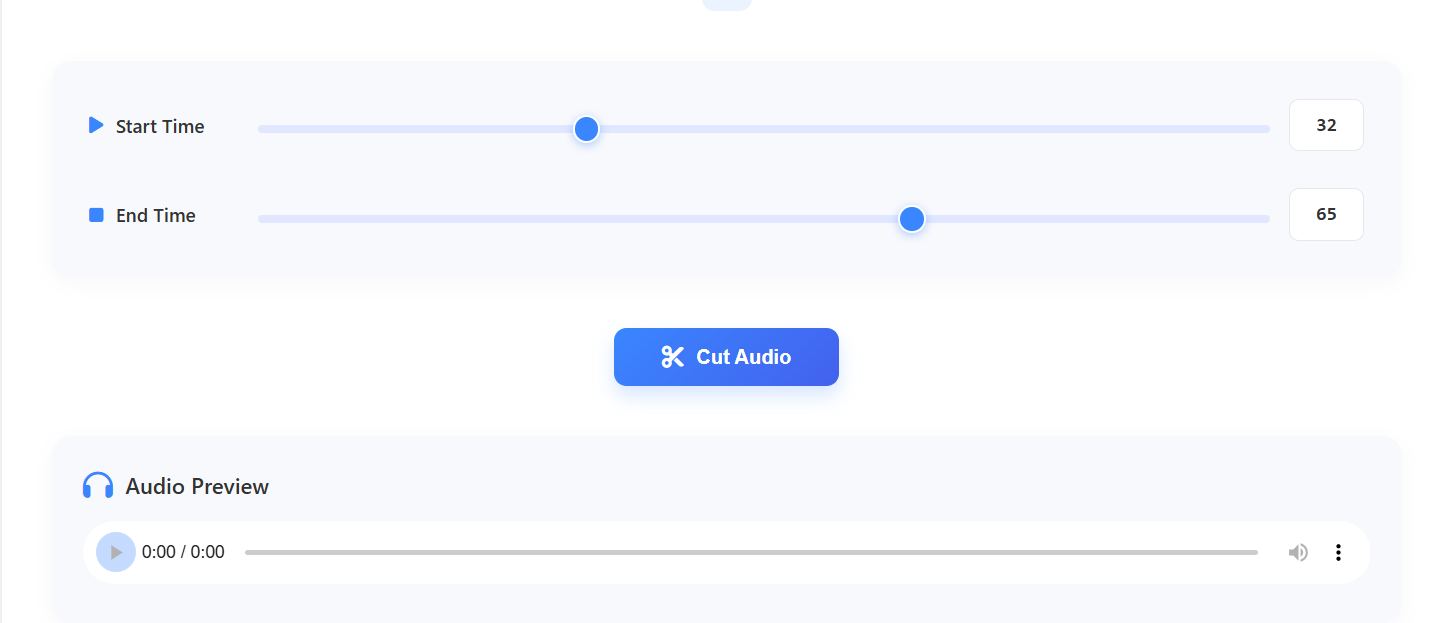 Select audio portion using waveform and sliders